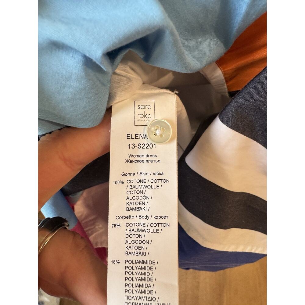 Sara Roka Elenat 85 Midi Wrap Poplin Dress 44 Us Medium Stripe Colorful A Line - Picture 9 of 14